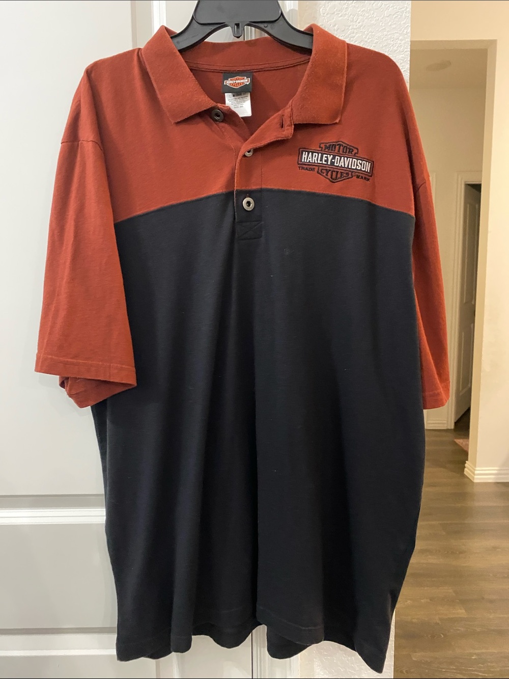 Harley-Davidson Two-Tone Polo in Rust and Black